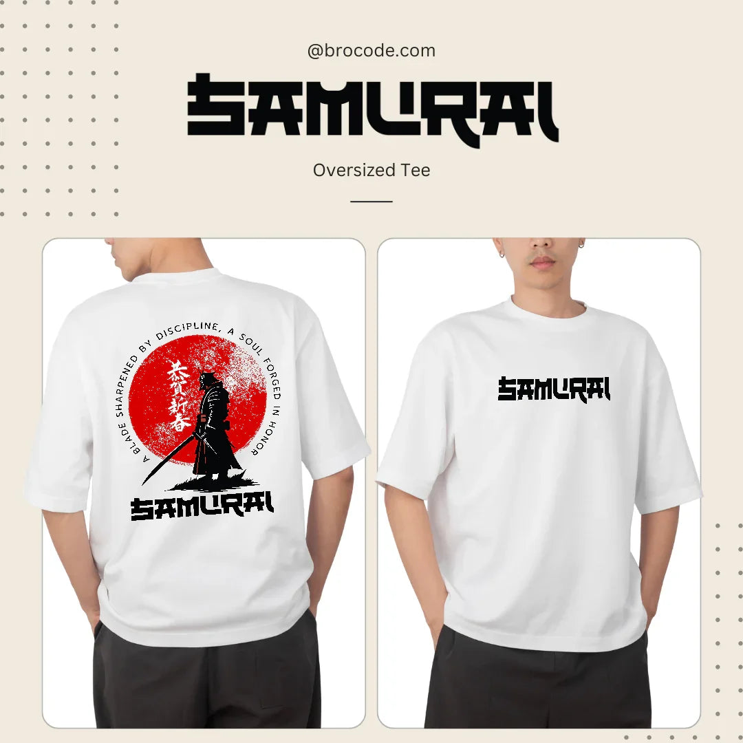 Samurai Oversized Tee | 240 GSM Premium Oversized T-Shirt with Samurai Artwork